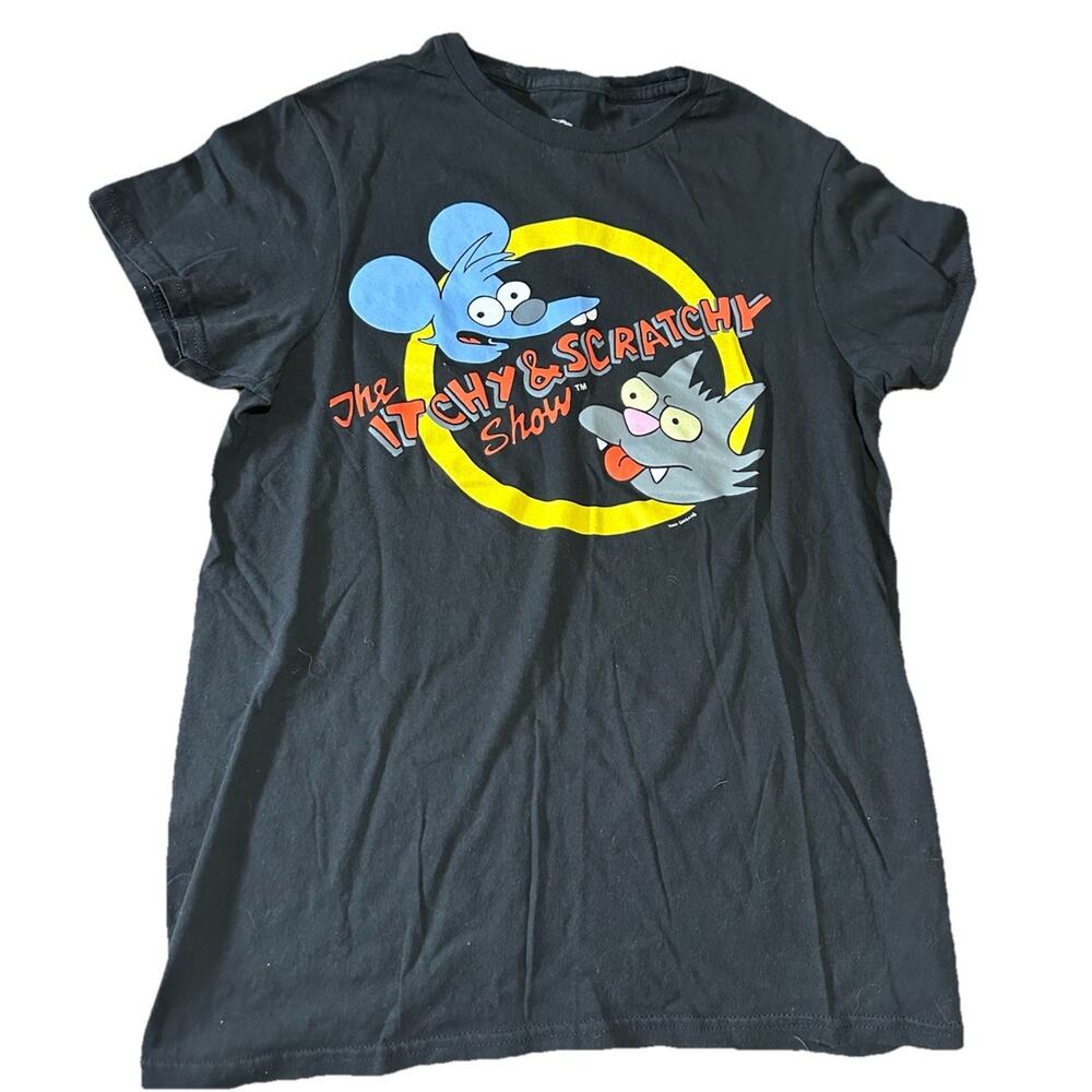 The Itchy and Scratchy Show T-SHIRT black retro 90s cartoon The Simpsons Small